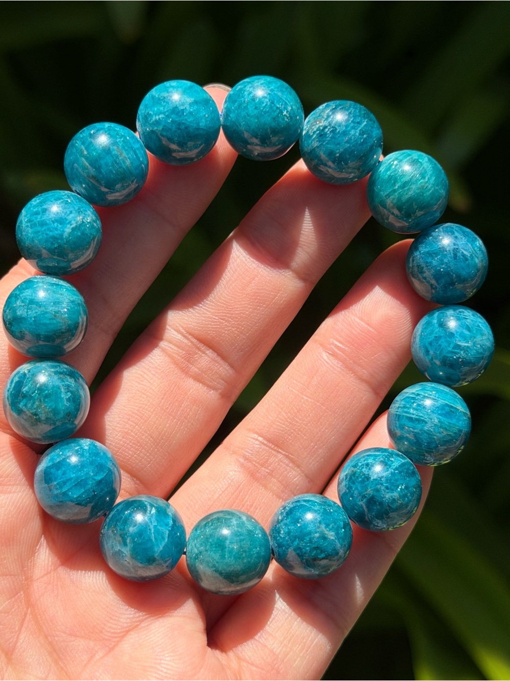 13mm Blue Apatite Beaded Stretch Bracelet 2038